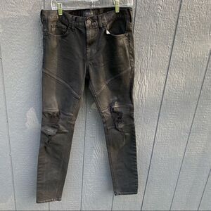 Pac Sun Stacked Skinny Distressed Black Moto Men's Jeans